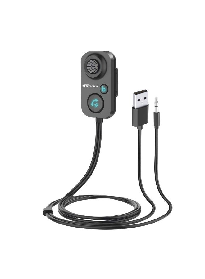 Portronics AUTO 12 in-Car Bluetooth Receiver for Handsfree Calling, Music System, Supports All Smartphones (Black) - Image 1